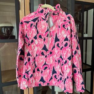 Lilly Pulitzer Zip up Jacket Skipper Popover Flamingo print Resortwear active